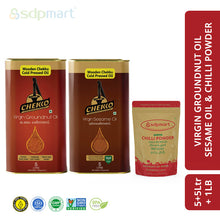 Load image into Gallery viewer, Groundnut Oil 5Ltr + Sesame Oil 5Ltr + Chilli Powder 1Lb Combo Pack - SDPMart
