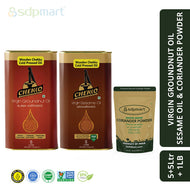 Groundnut Oil 5Ltr + Sesame Oil 5Ltr + Coriander Powder 1Lb Combo Pack - SDPMart