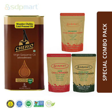 5L Sesame Oil + Turmeric + Coriander + Chilli Powders - SDPMart