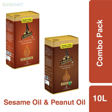 10 Liter Combo Pack | SDPMart Chekko Cold pressed virgin sesame oil & Peanut Oil - SDPMart